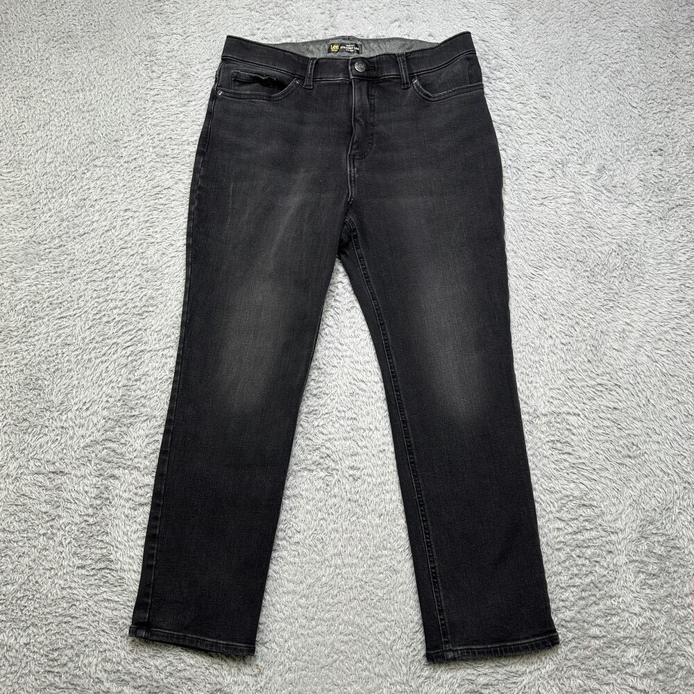 Lee Jeans Womens 12 Petite Black Slim Fit Straight Leg Mid Rise Sculpting